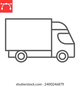 Truck line icon, transportation and vehicle, lorry vector icon, vector graphics, editable stroke outline sign, eps 10.