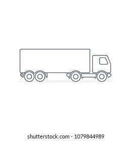 Truck Line Icon Vector. Simple flat symbol. Black pictogram illustration on white background.
