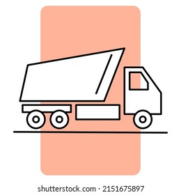 Truck line icon for web design. Cargo freight truck transportation. Car speed. Vector illustration. stock image. 