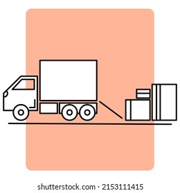 Truck line icon for web design. Cargo freight truck transportation. Car speed. Vector illustration. stock image. 