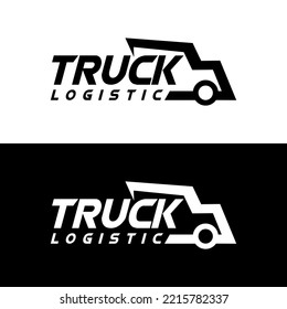 truck line logo design concept vector