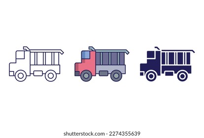 Truck line and solid illustration icon
