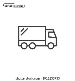 Truck line vector icon. Editable stroke. 