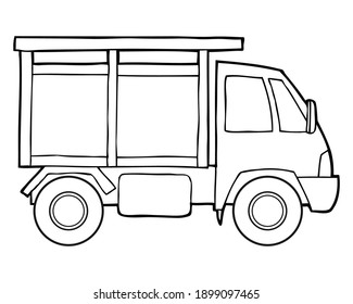 ilustración vectorial de línea de camión,
aislado en fondo blanco.Vista superior