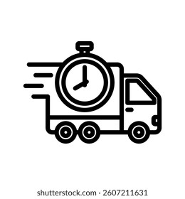 Truck Line Vector Illustration On White Background.