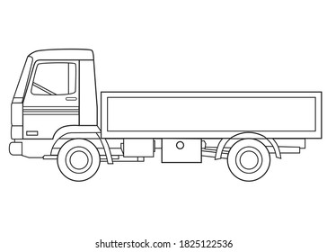 truck line vector illustration,isolated on white background,top view