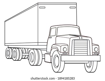 truck line vector illustration,isolated on white background,top view