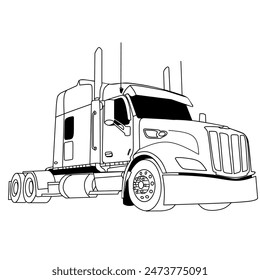 Truck lineart for coloring book