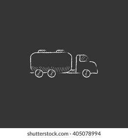 Truck liquid cargo. Drawn in chalk icon.