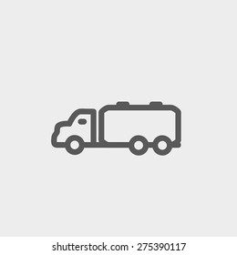 Truck liquid cargo icon thin line for web and mobile, modern minimalistic flat design. Vector dark grey icon on light grey background.