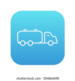 Truck liquid cargo line icon for web, mobile and infographics. Vector white icon on the blue gradient square with rounded corners isolated on white background.