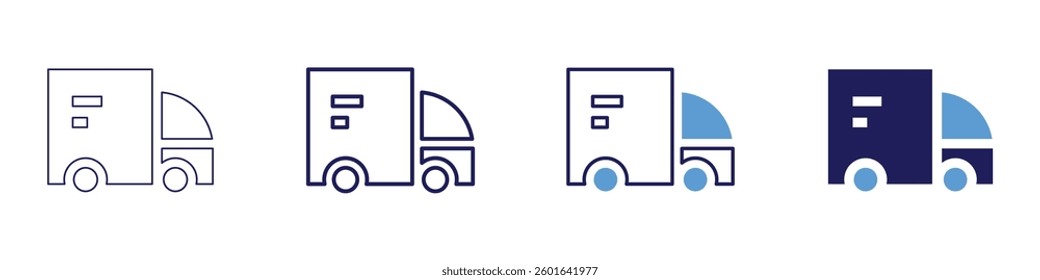 Truck load capacity calculation icon in 4 different styles. Thin Line, Line, Bold Line, Duotone. Duotone style. Editable stroke.