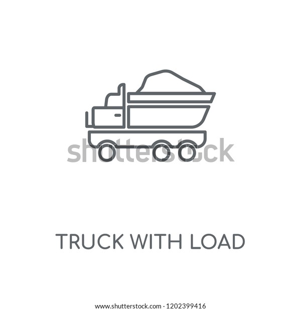 Truck with Load linear\
icon. Truck with Load concept stroke symbol design. Thin graphic\
elements vector illustration, outline pattern on a white\
background, eps 10.