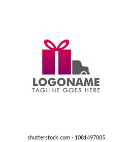 Truck load of package logo symbol for logistics company, shipping company or delivery service