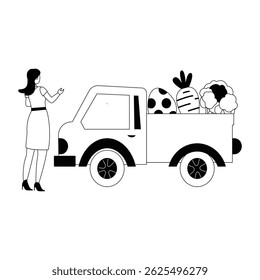 Truck load of vegetables Vector illustration which can easily modify or edit


