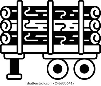Truck Loaded Tree Logs Side View concept, dollied trailer with fallen tree vector icon design, timber and lumber Symbol, Forestry and Deforestation Sign, forest farming and woodland stock illustration