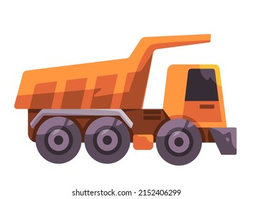 Truck loader construction mining vehicle truck vector illustration yellow toy yellow orange