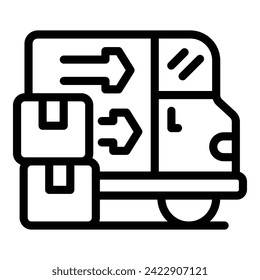 Truck loading icon outline vector. Container equipment. Pallet warehouse