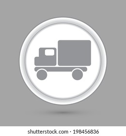 Truck. Logistic icon. circle grey icon with a shadow.