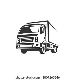 truck logistic vector silhouette logo template. perfect for delivery or transportation industry logo. simple with dark grey color