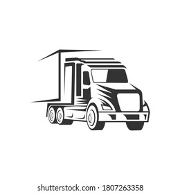 truck logistic vector silhouette logo template. perfect for delivery or transportation industry logo. simple with dark grey color