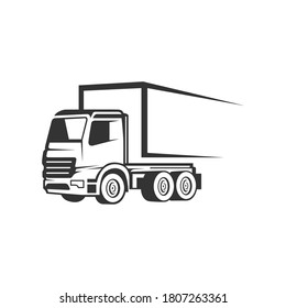 truck logistic vector silhouette logo template. perfect for delivery or transportation industry logo. simple with dark grey color