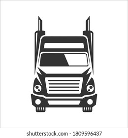 truck logistic vector silhouette logo template. perfect for delivery or transportation industry logo. simple with dark grey color