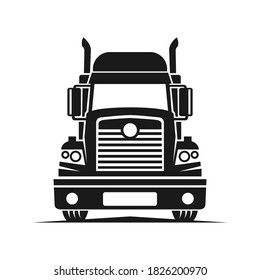 truck logistic vector silhouette logo template. perfect for delivery or transportation industry logo. simple with dark grey color