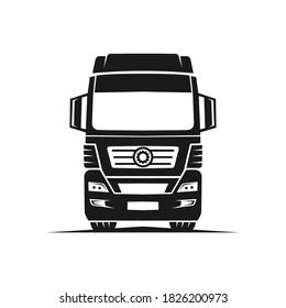 truck logistic vector silhouette logo template. perfect for delivery or transportation industry logo. simple with dark grey color