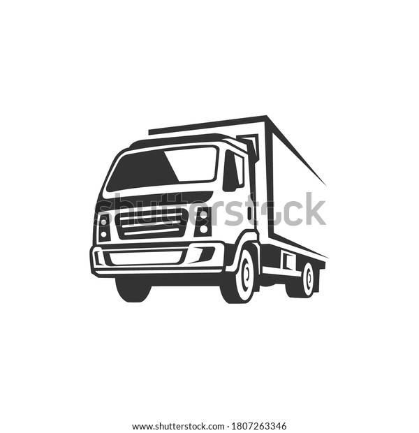 truck logistic vector silhouette logo template.\
perfect for delivery or transportation industry logo. simple with\
dark grey color