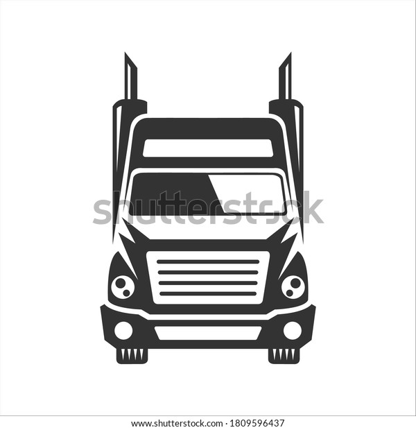 truck logistic vector silhouette logo template.\
perfect for delivery or transportation industry logo. simple with\
dark grey color