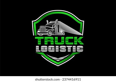 truck logistics, cargo, container, delivery logo template silhouette abstract isolated on black background, company, business logo