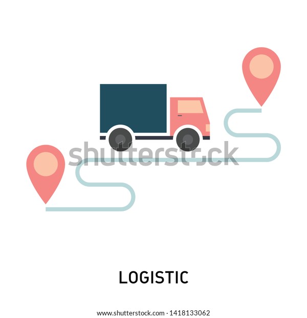 Truck\
logistics concept vector flat illustration.\
