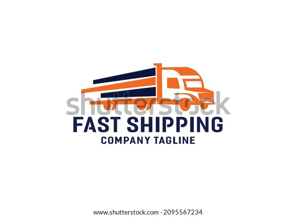Truck logistics delivery. Fast shipping logo\
design template