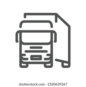 Truck logistics related icon outline and linear vector.