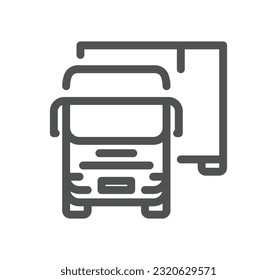 Truck logistics related icon outline and linear vector.
