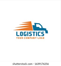 Truck and logistics transportation logo vector, Fast delivery concept icon. Simple one colored shopping element illustration. Vector symbol design from store collection.
