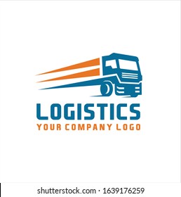 Truck and logistics transportation logo vector, Fast delivery concept icon. Simple one colored shopping element illustration. Vector symbol design from store collection.