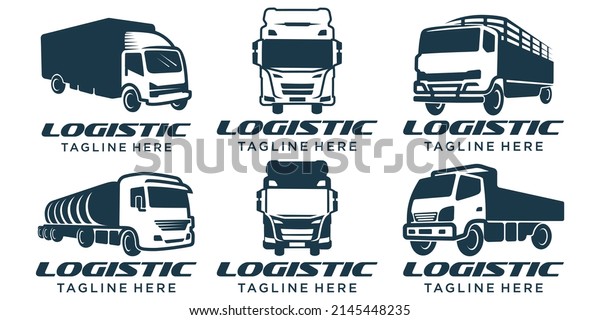 Truck Logo, cargo logo, delivery cargo\
trucks, Logistic icon set logo design\
vector