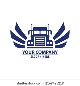 truck logo cargo delivery with wing icon