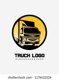Truck logo with circle template vector