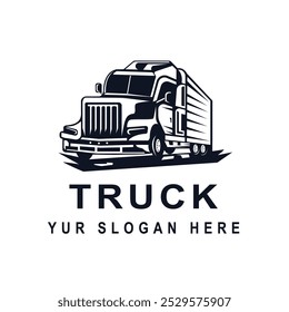 Plantilla de diseño de logotipo de camión. Ilustración vectorial buena para la mascota o el logotipo para la industria de expedición de carga, carga o industria logística