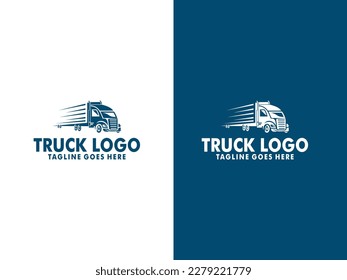 Vector de diseño del logotipo del camión. Carga de camiones, logística, plantilla de logotipo de entrega