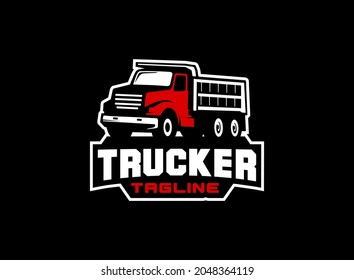 truck logo or dump truck vector for construction company. Heavy equipment template vector illustration for your brand.