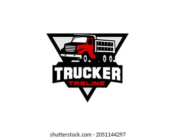 truck logo or dump truck vector for construction company. Heavy equipment template vector illustration for your brand.