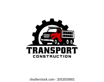 logotipo de camión o vector de volcado para la empresa de construcción. Ilustración vectorial de la plantilla de equipo pesado para su marca.