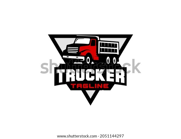 truck logo\
or dump truck vector for construction company. Heavy equipment\
template vector illustration for your\
brand.