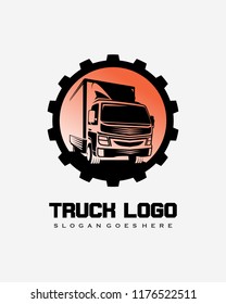 Truck logo with gear template vector