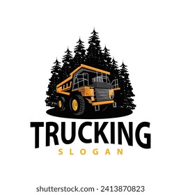 Truck logo heavy vehicle mining truck transportation design vector illustration template