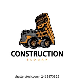 Truck logo heavy vehicle mining truck transportation design vector illustration template